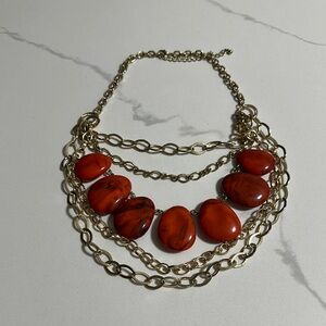 EARTHBOUND Gold and Red Layered Necklace